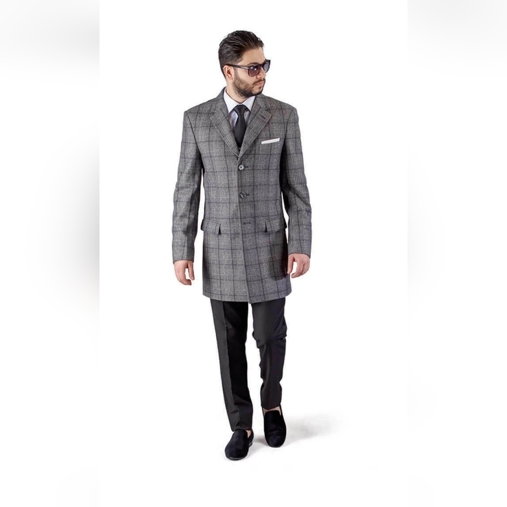 Moss London Men's Slim Fit Plaid Longline Blazer . Size 44R